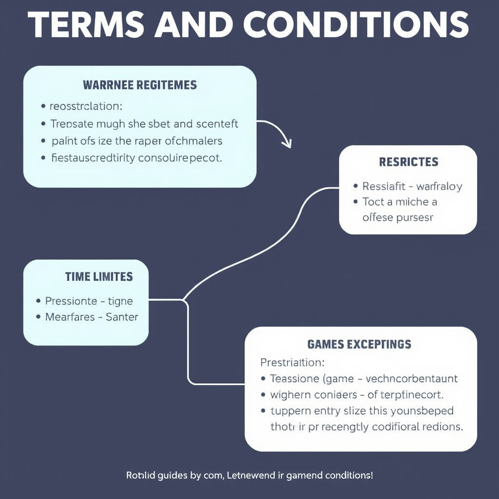 Visual guide showing key terms and conditions elements for gaming bonuses in Australia, including wagering requirements, time limits, and game restrictions displayed in an easy-to-understand format